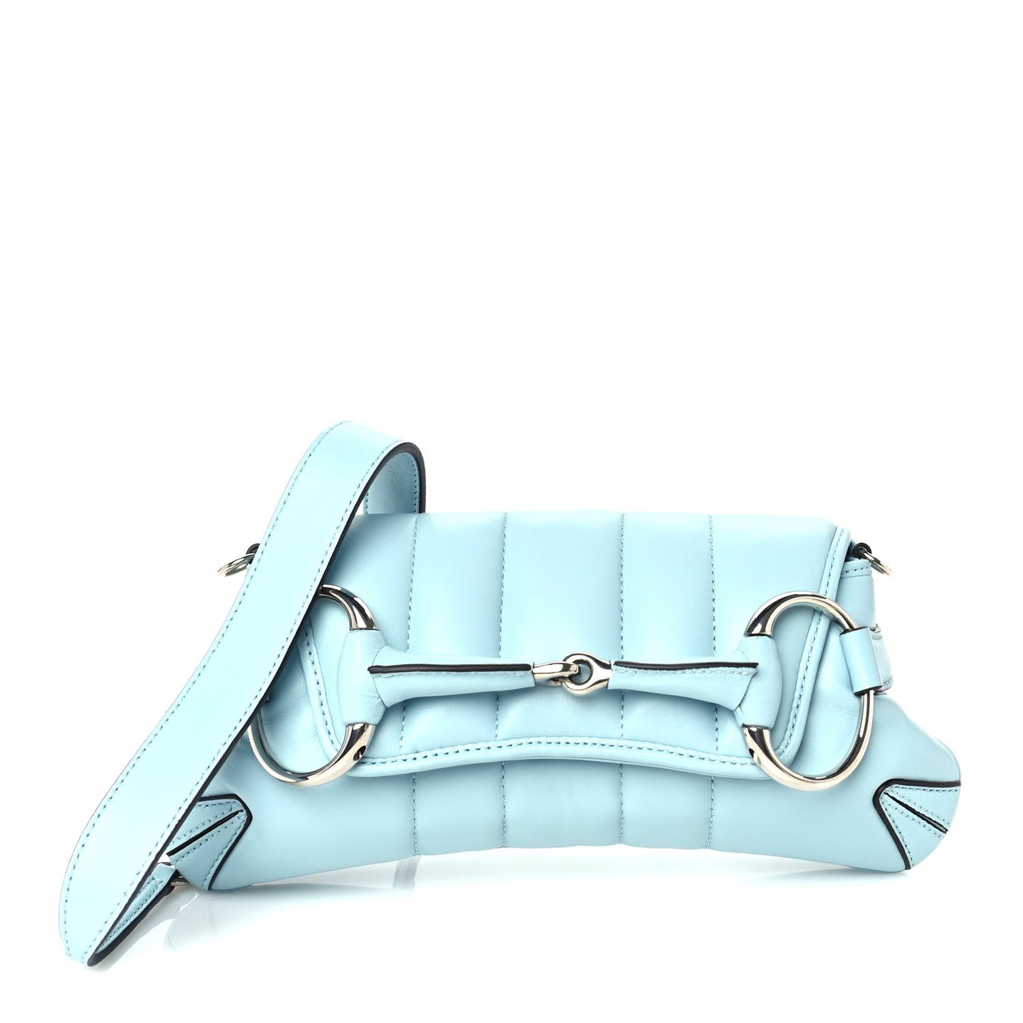Nappa Vertical Matelasse Medium Maxi Horsebit Chain Shoulder Bag  Crystal Snow