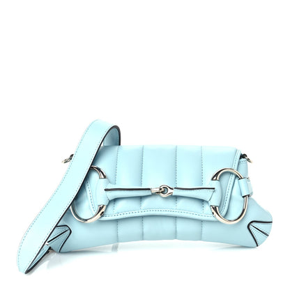 Gucci Nappa Vertical Matelasse Medium Maxi Horsebit Chain Shoulder Bag  Crystal Snow 1 of 8