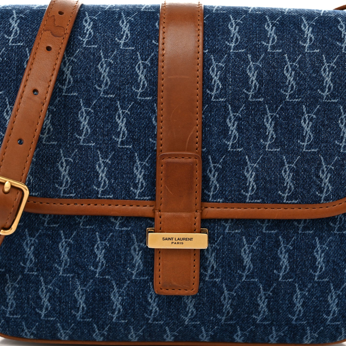 Suede All-Over Monogram Small Le Monogramme Satchel Denim