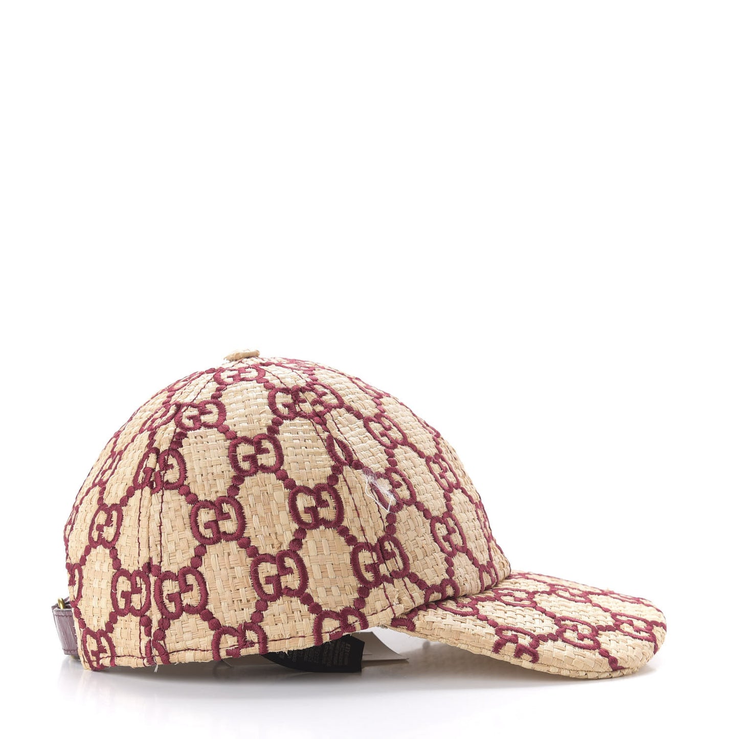 Raffia GG Monogram Elaphe Embroidered Aisha Baseball Hat L Ivory Bordeaux