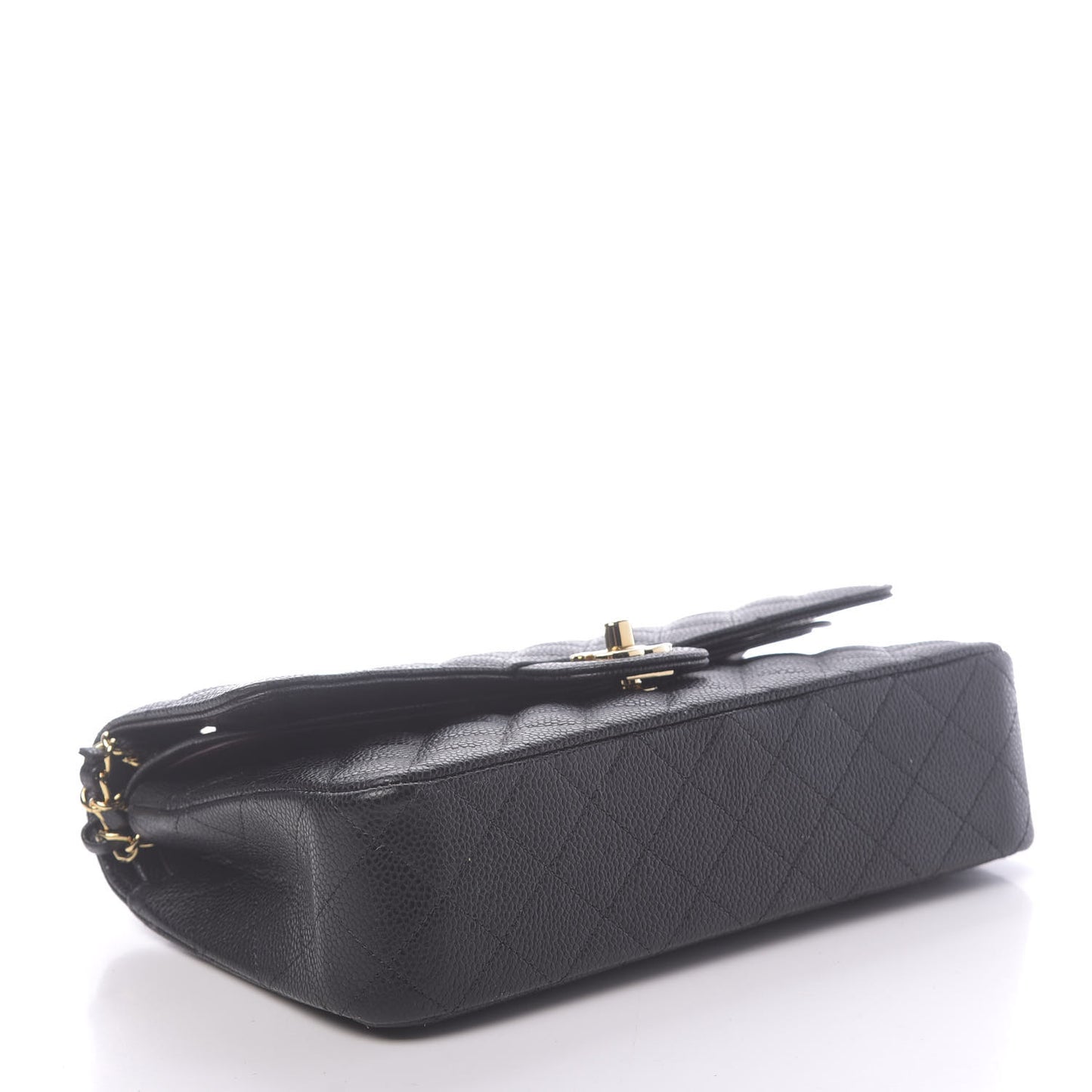 Caviar Quilted Medium Double Flap Black