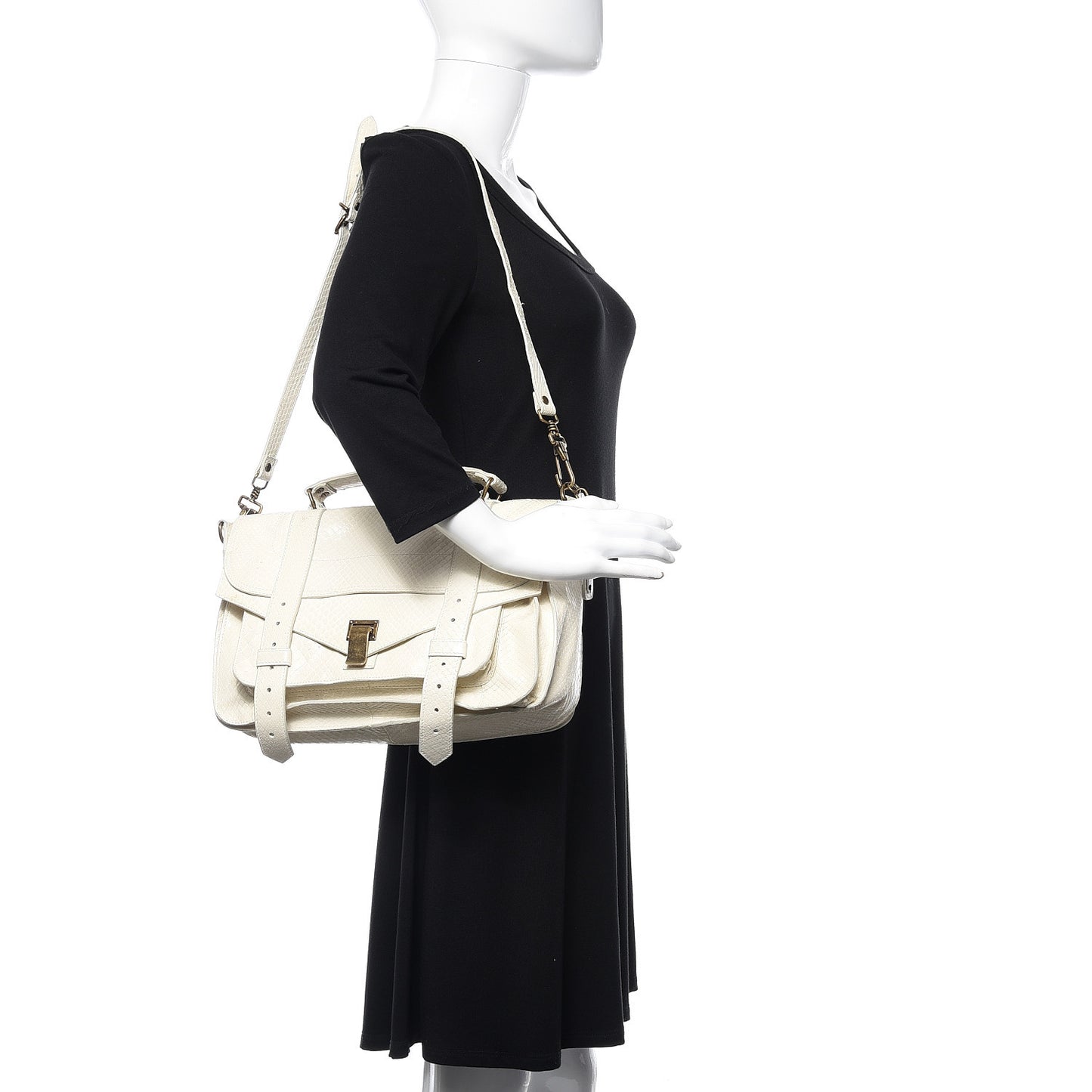 Snakeskin Calfskin Embossed Medium PS1 Satchel White