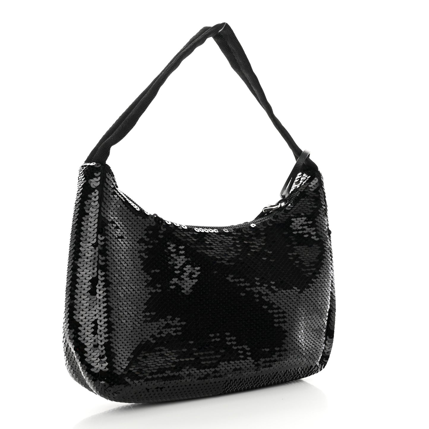 Paillettes Sequin Mini Re-Edition 2000 Bag Black White