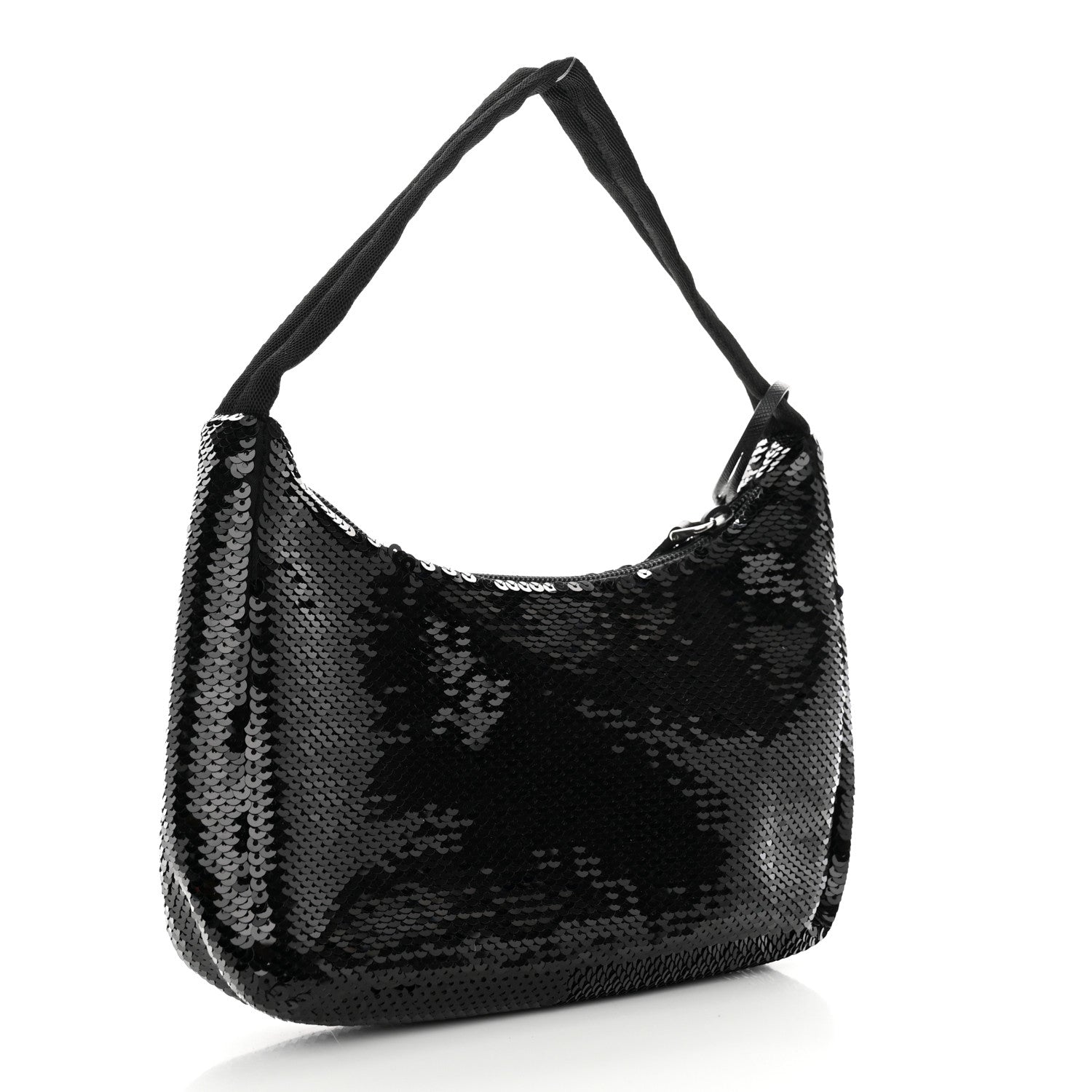 Prada Paillettes Sequin Mini Re-Edition 2000 Bag Black White 3 of 12