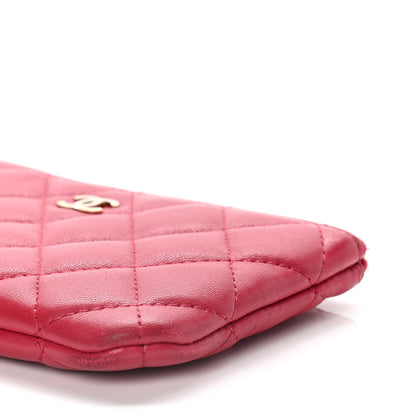 Chanel Lambskin Quilted Small Cosmetic Case Dark Pink 10 of 15