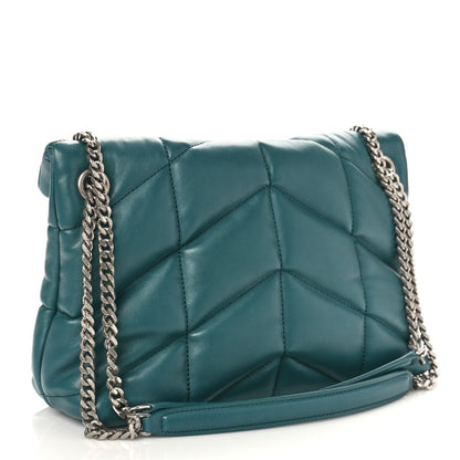 Saint Laurent Lambskin Quilted Small Loulou Puffer Monogram Chain Satchel Vert Canard 3 of 9