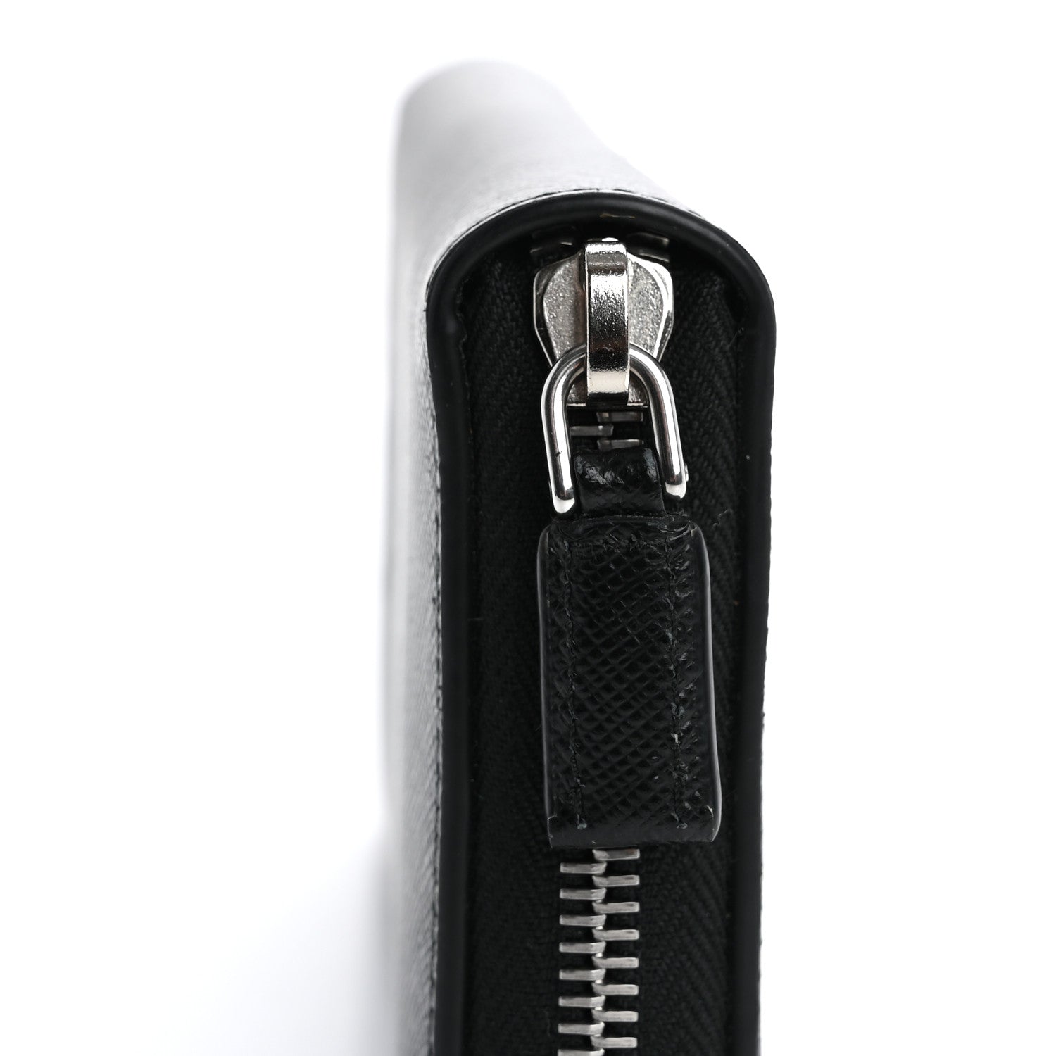 Prada Saffiano Embossed Zip Around Wallet Black 8 of 13