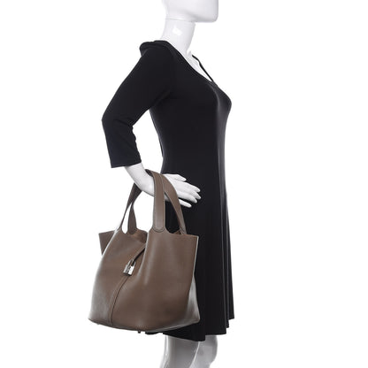 Hermes Taurillon Clemence Picotin Lock 22 MM Etoupe 2 of 11