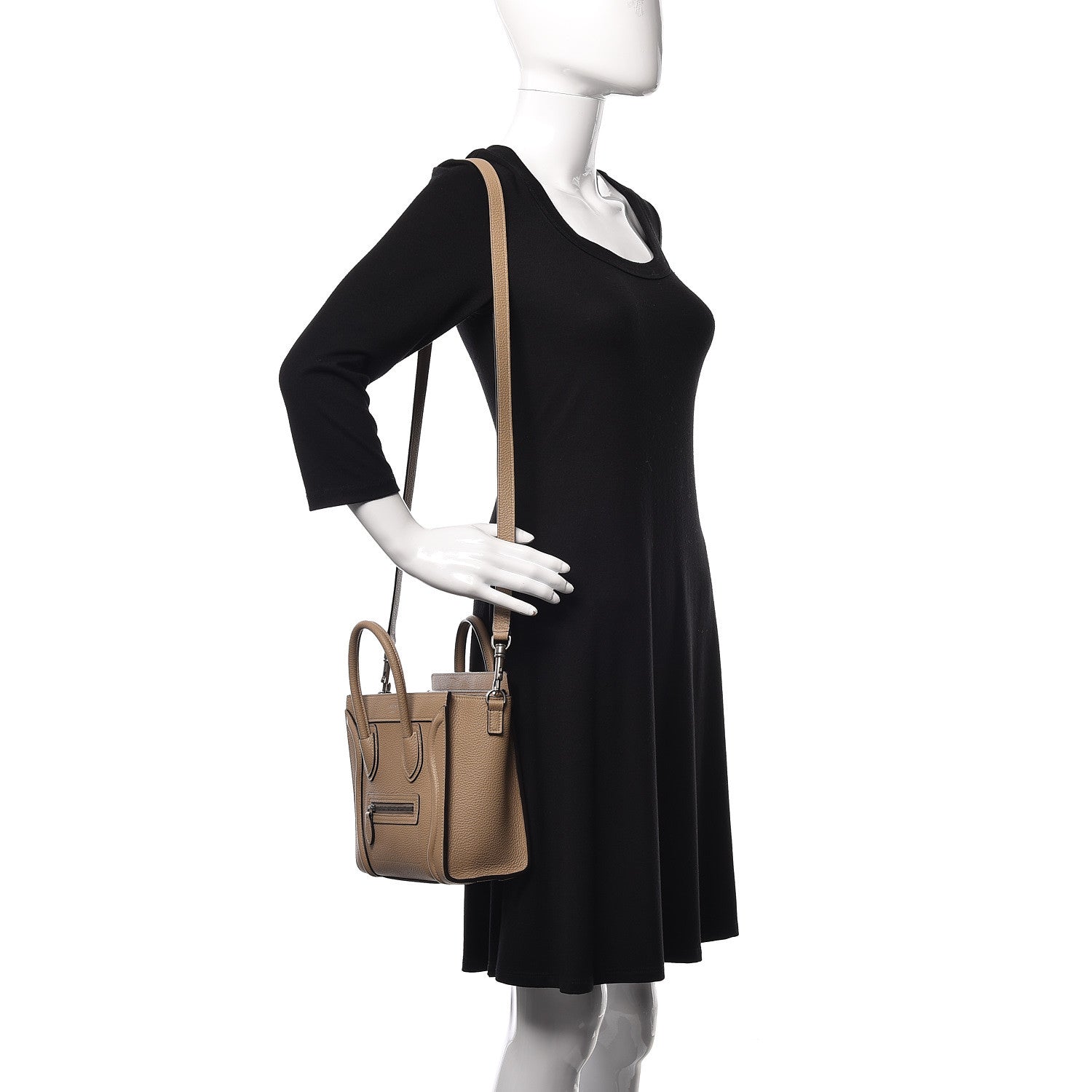 Celine Drummed Calfskin Nano Luggage Dune 2 of 10