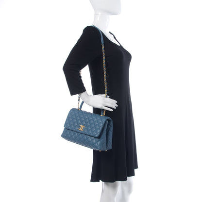 Chanel Caviar Quilted Small Coco Handle Flap Blue 2 of 10