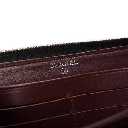 Chanel Lambskin Quilted Large Gusset Zip Around Wallet Black 6 of 8