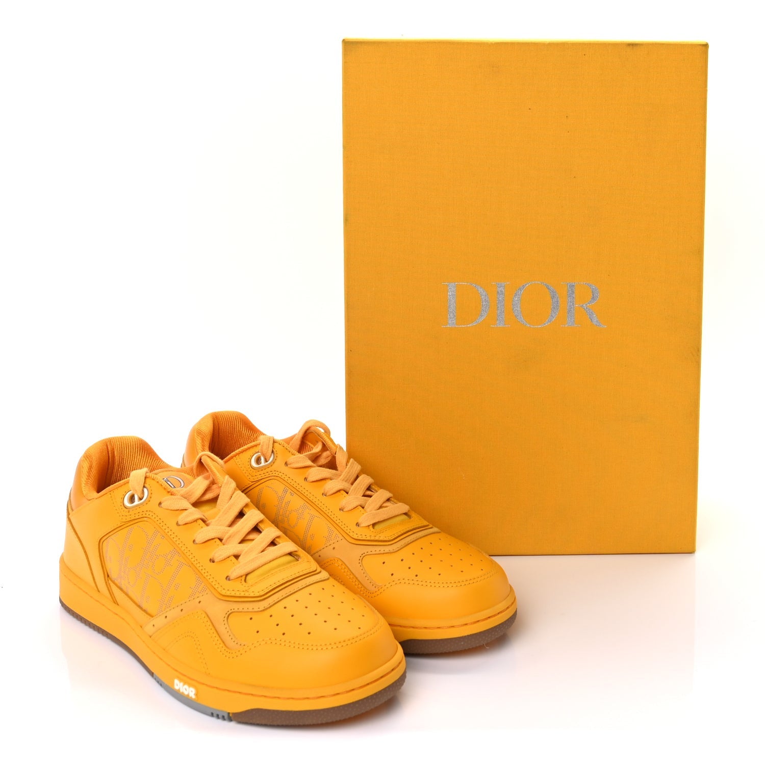 Christian Dior Smooth Calfskin Oblique Galaxy Mens B27 Low Top Sneakers 42  Yellow 2 of 11