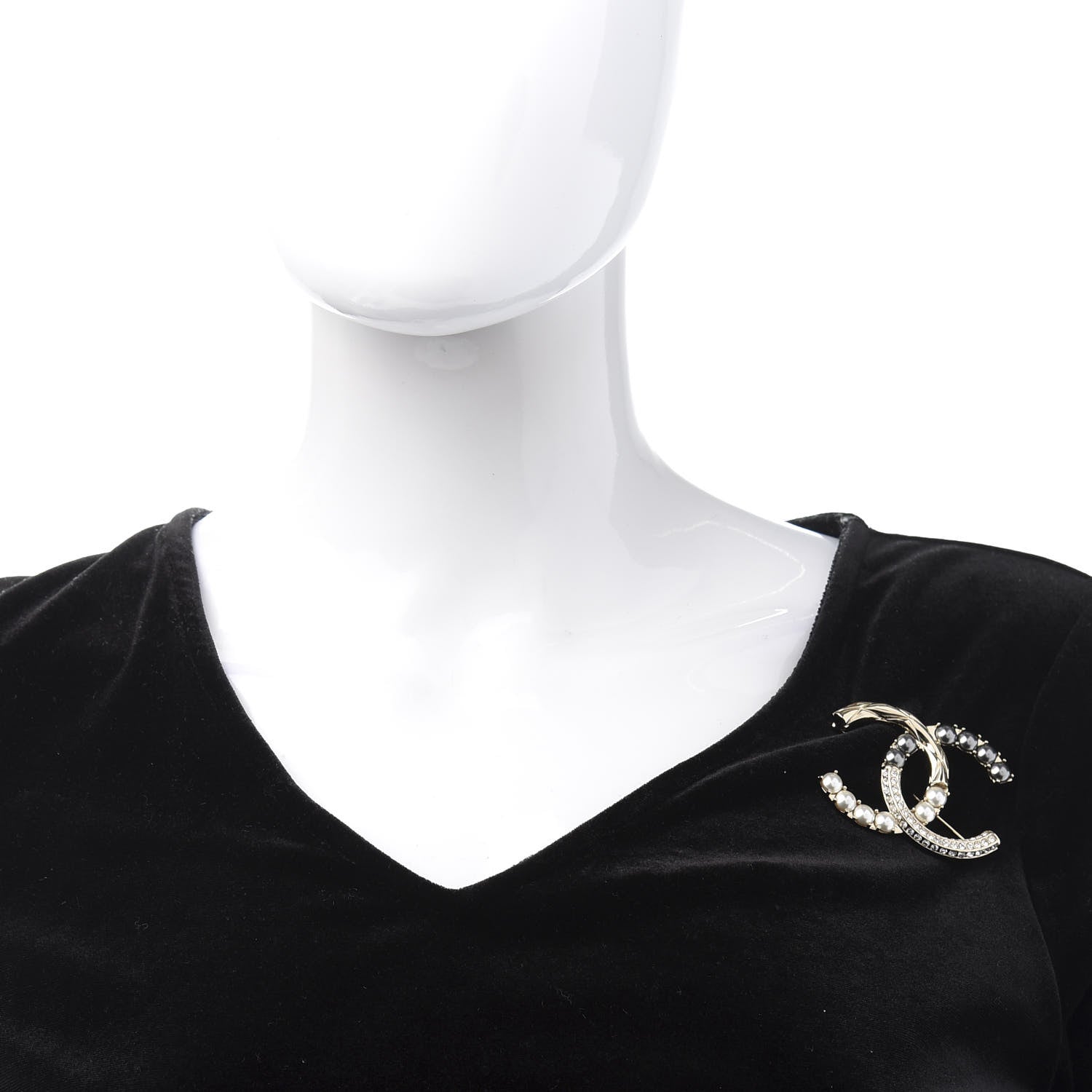 Chanel Pearl Crystal Bright Young Thing CC Brooch Gold 2 of 5
