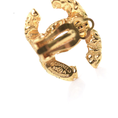 Chanel Textured CC Clip On Earrings Gold 4 of 5