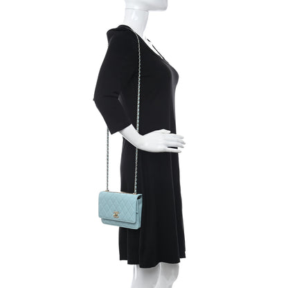 Chanel Lambskin Quilted Trendy CC Wallet On Chain WOC Light Blue 2 of 9