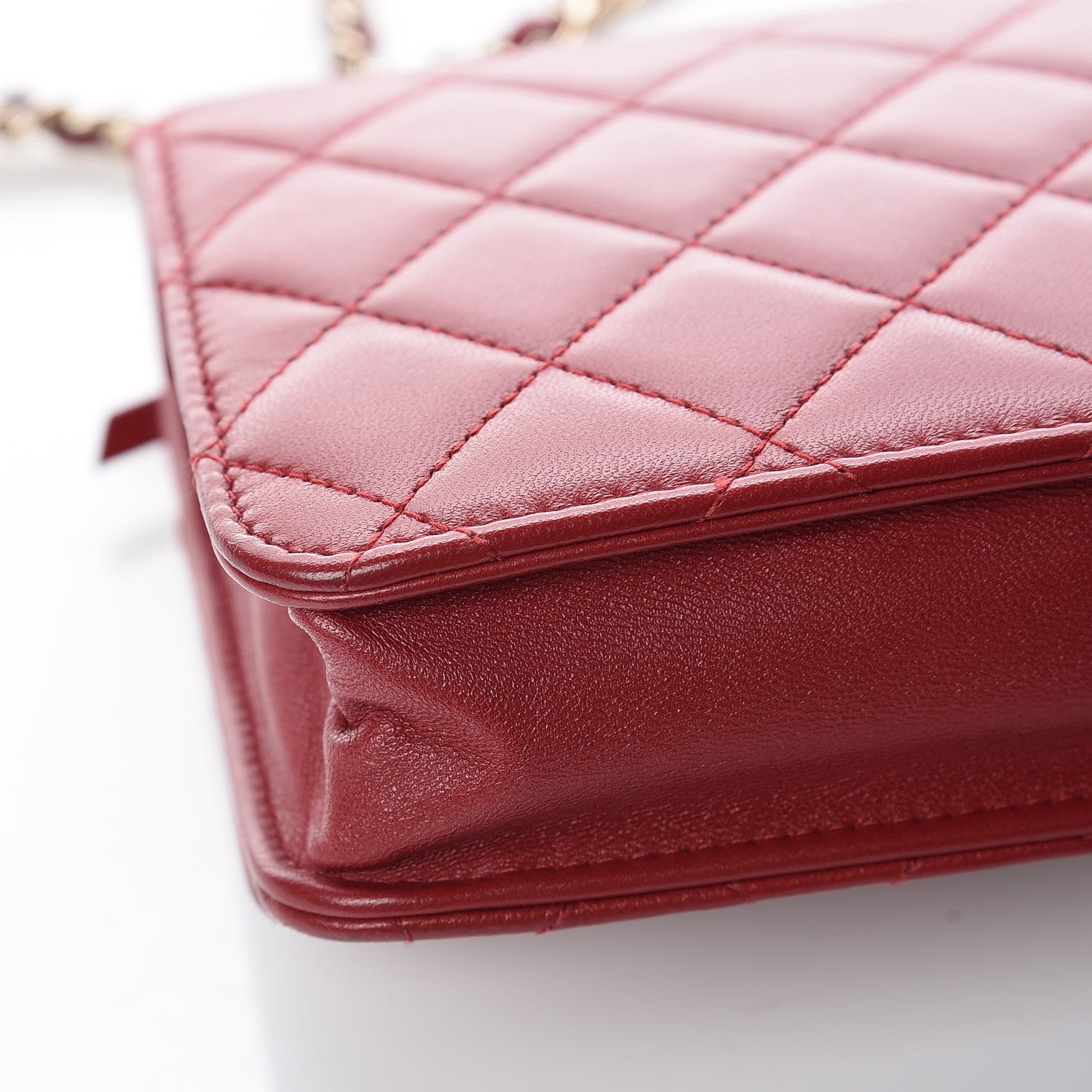 Chanel Lambskin Quilted Trendy CC Wallet On Chain WOC Dark Red 14 of 14