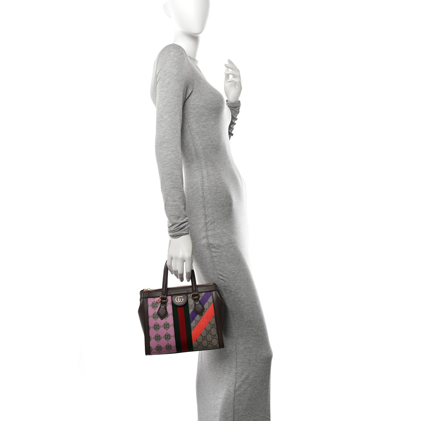 GG Supreme Monogram Equestrian Web Small Ophidia Tote Bag Beige Multicolor New Acero