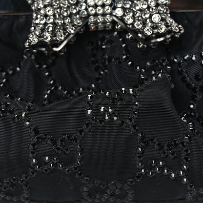 Gucci Metal Crystal GG Monogram Mini Crystal Bow Clutch Black 6 of 8