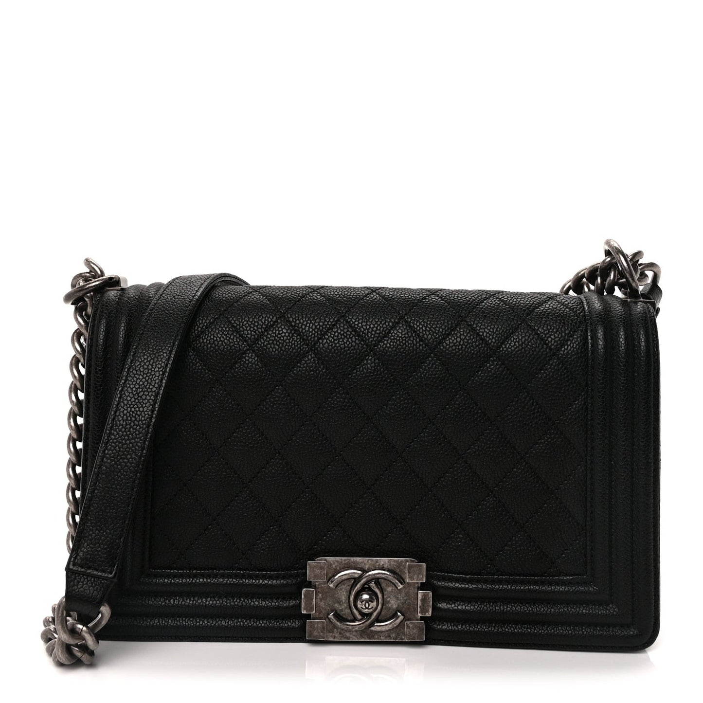 Caviar Quilted Medium Boy Flap  Black