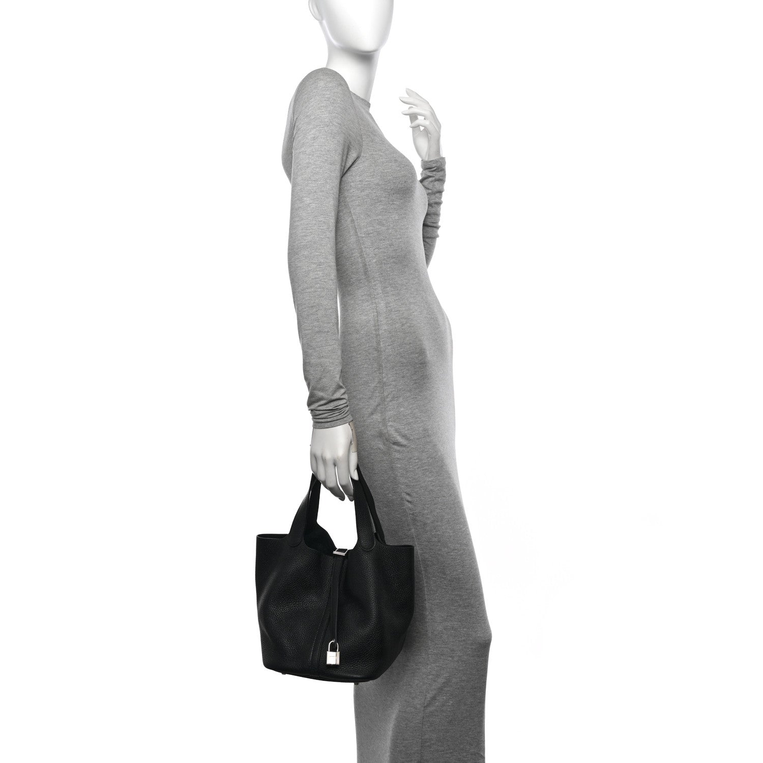 Hermes Taurillon Clemence Picotin Lock 22 MM Black 2 of 10