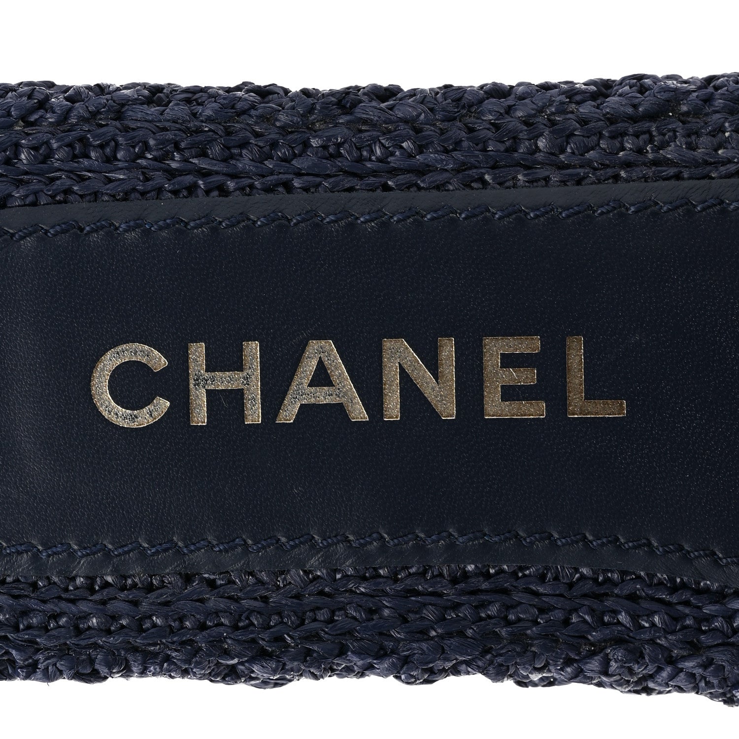 Chanel Braided Cord CC Espadrille Slip On Sandals 37 Navy Blue 7 of 9
