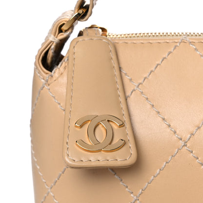 Chanel Calfskin Stitched Shoulder Bag Beige 7 of 16
