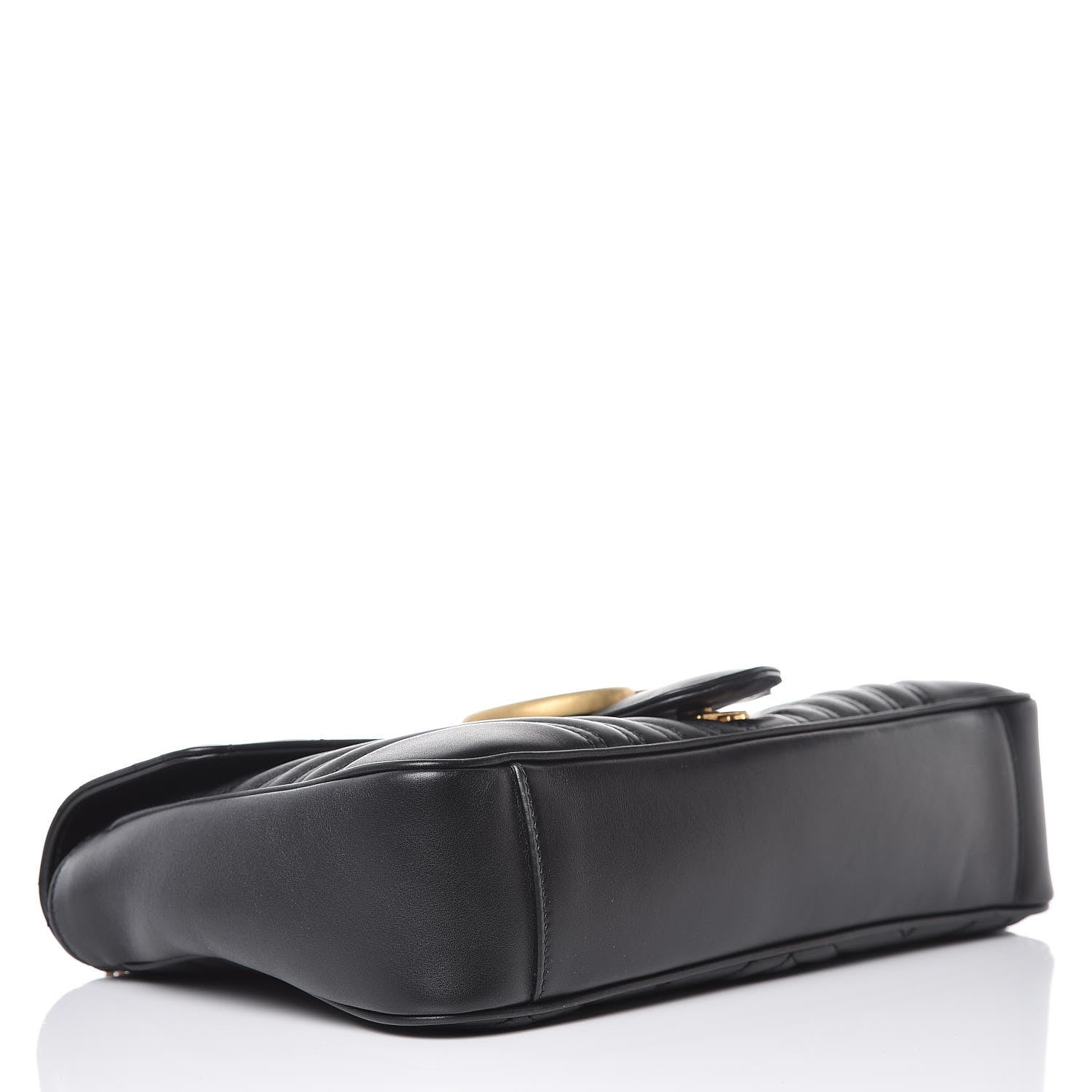 Gucci Calfskin Matelasse Medium GG Marmont Shoulder Bag Black 4 of 8
