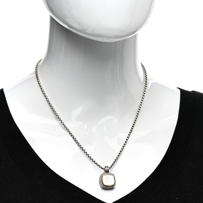 David Yurman Sterling Silver 14K Yellow Gold Diamond Moonstone 14mm Albion Enhancer Pendant Necklace 2 of 5