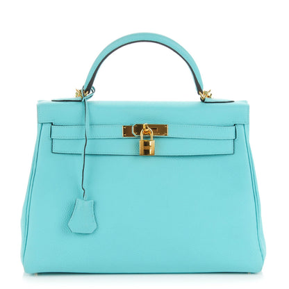 Hermes Togo Kelly Retourne 32 Bleu Atoll 1 of 26
