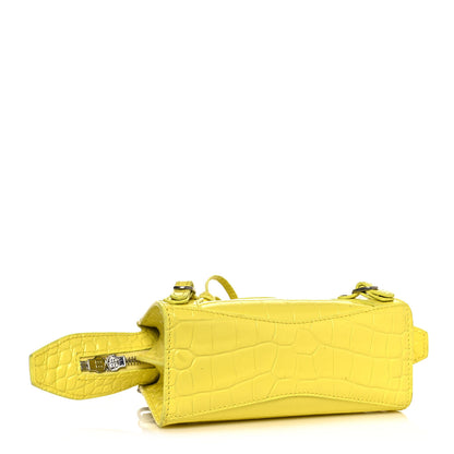 Balenciaga Calfskin Crocodile Embossed Neo Classic Hardware Nano City Crossbody Light Yellow 4 of 12