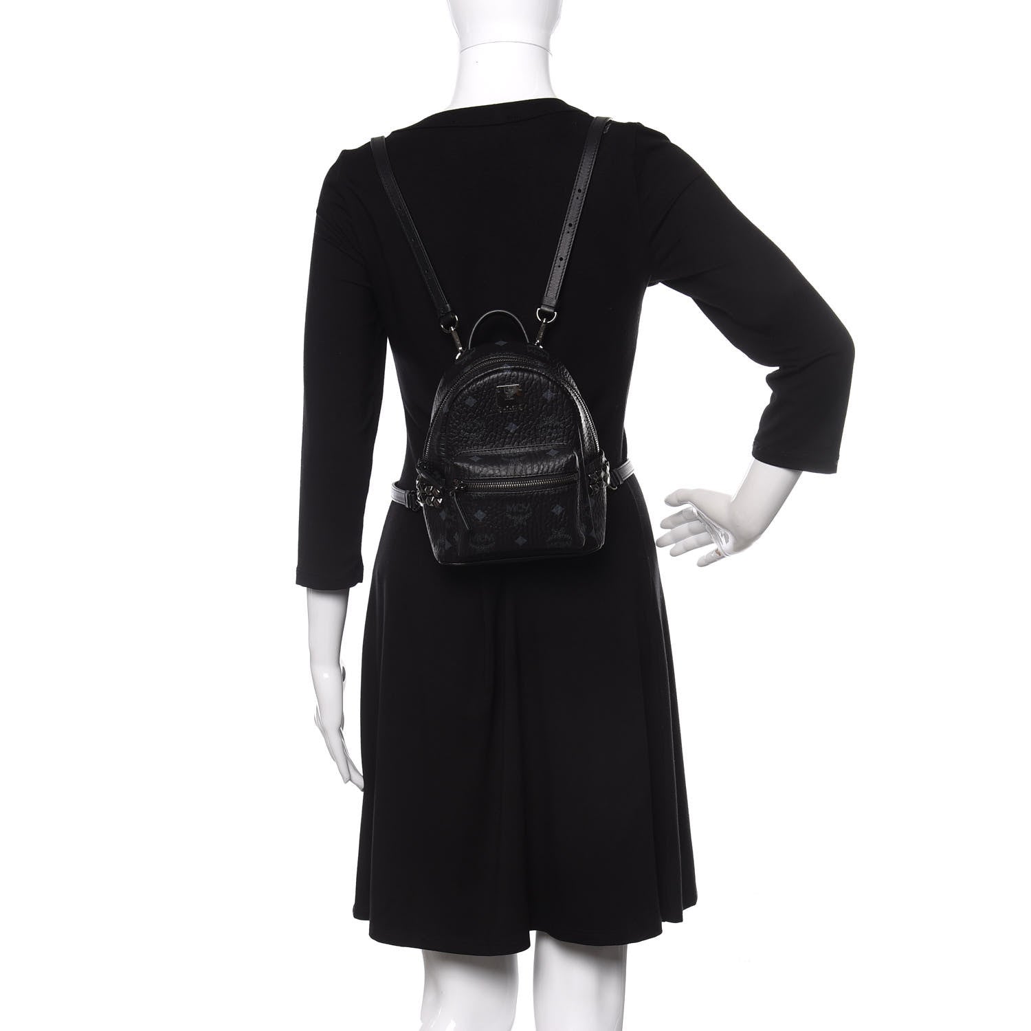 MCM Visetos Side Stud X-Mini Stark Bebe Boo Backpack Black 2 of 10