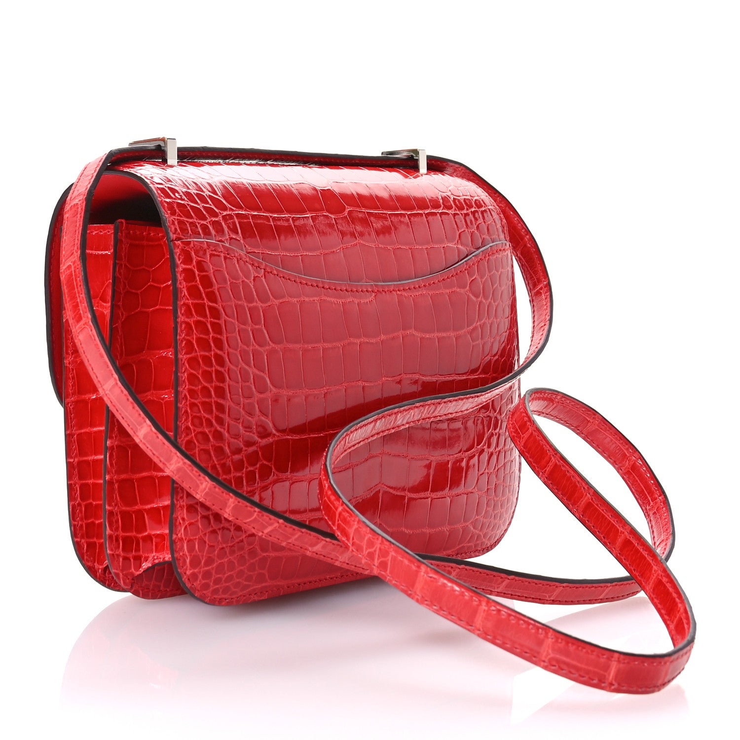Hermes Shiny Alligator Constance 18 Rouge de Coeur 3 of 13