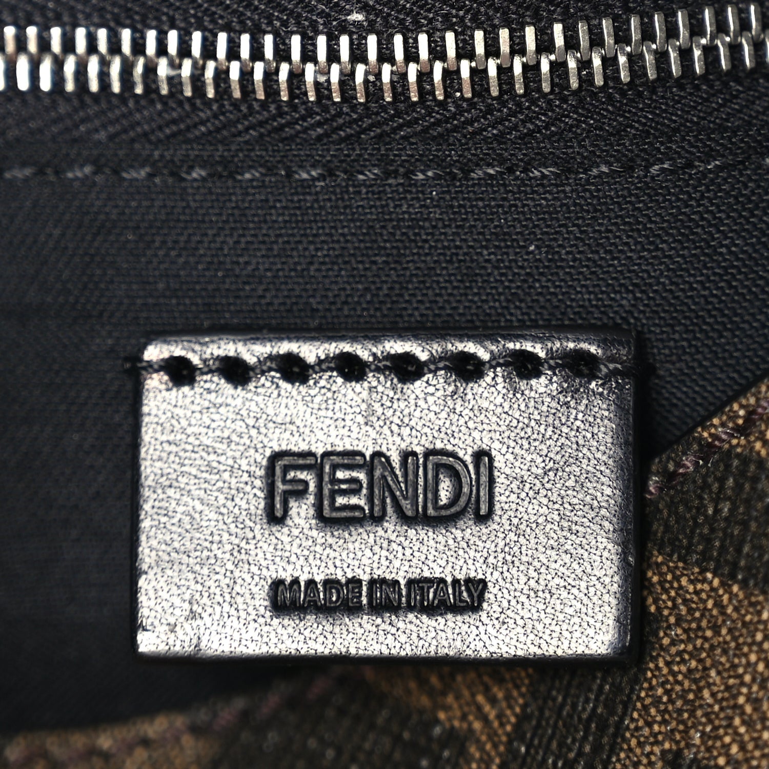 Fendi Glazed Fabric Cotton Vitello King Aura FF 1974 Baguette Belt Pouch Tobacco Moro Sand Black 5 of 8