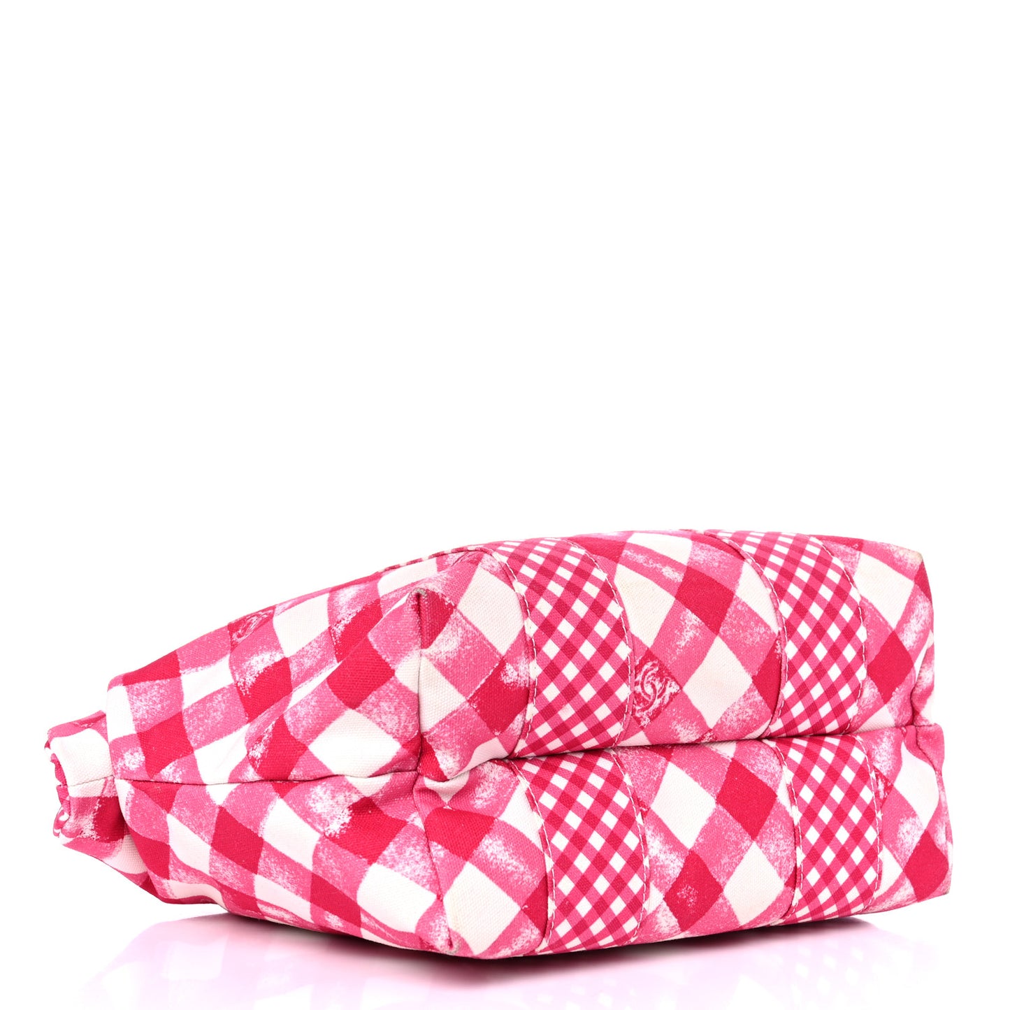 Canvas Gingham Printed Small CC Tote Pink White