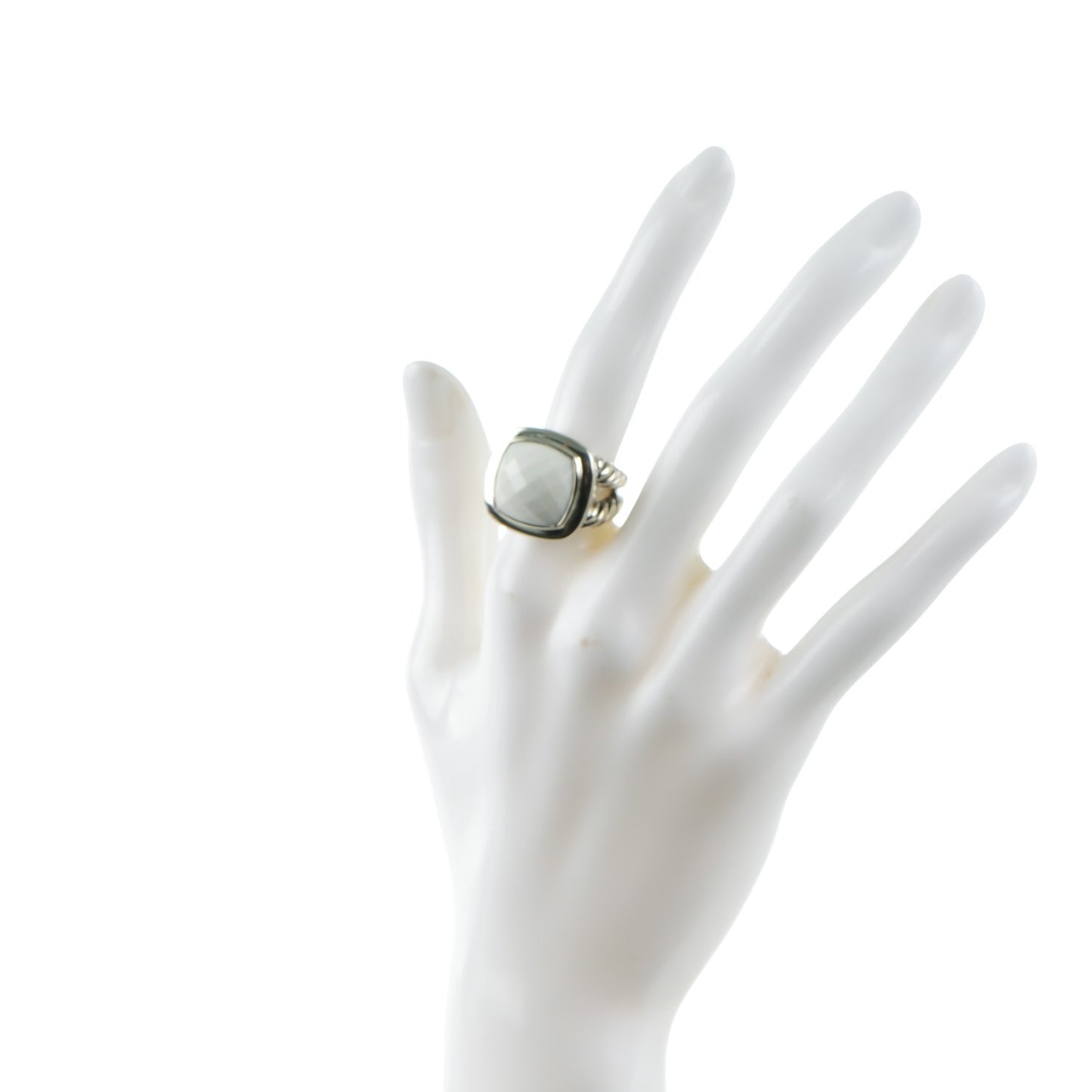 Sterling Silver White Agate 14mm Albion Ring 51.5 6