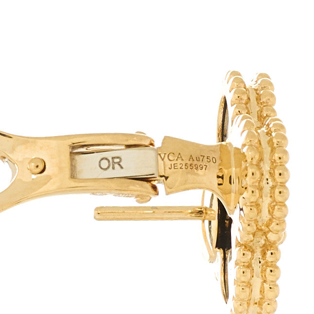 Van Cleef & Arpels 18K Yellow Gold Black Onyx Vintage Alhambra Earrings 4 of 5