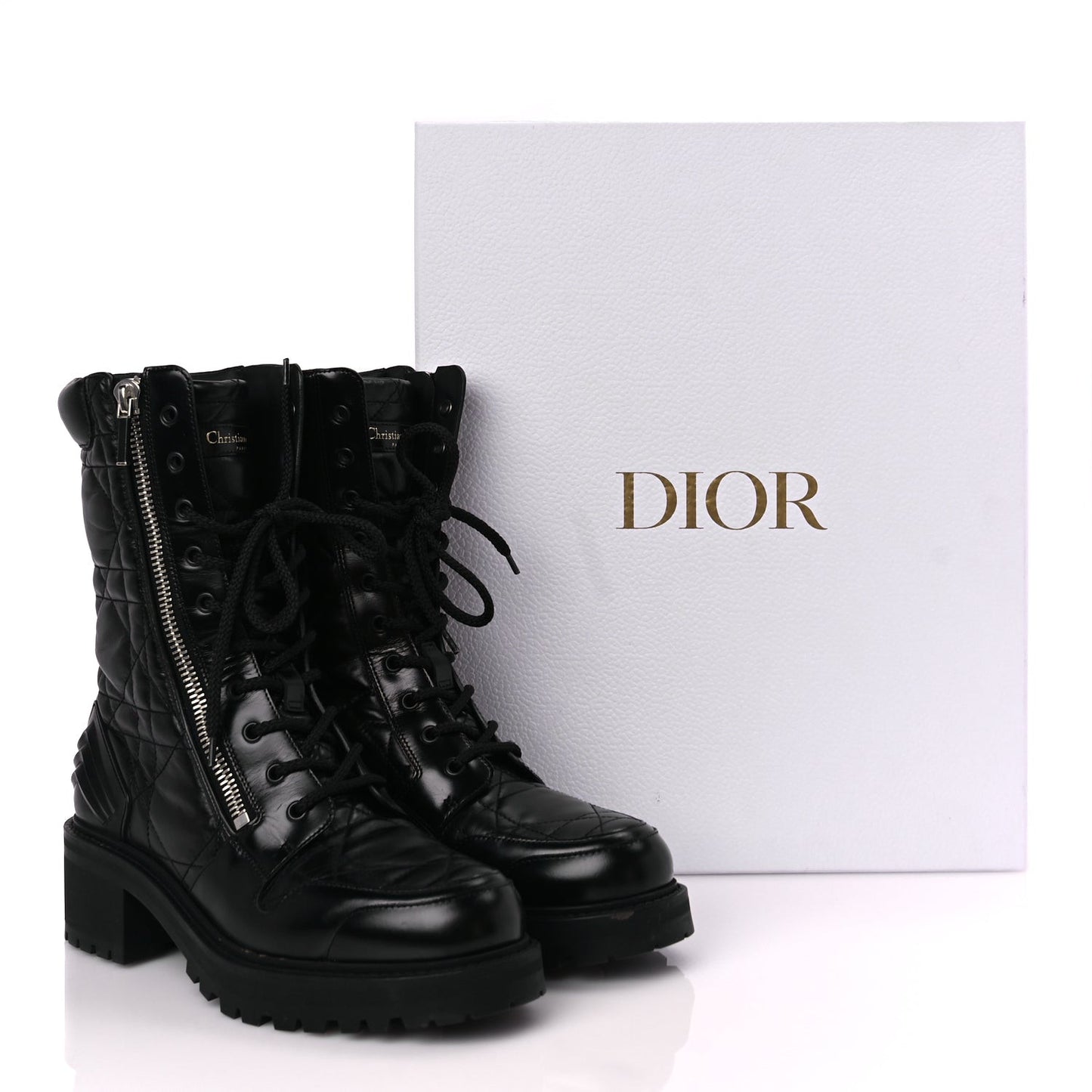 Calfskin Cannage D-Leader Ankle Boot 41 Black