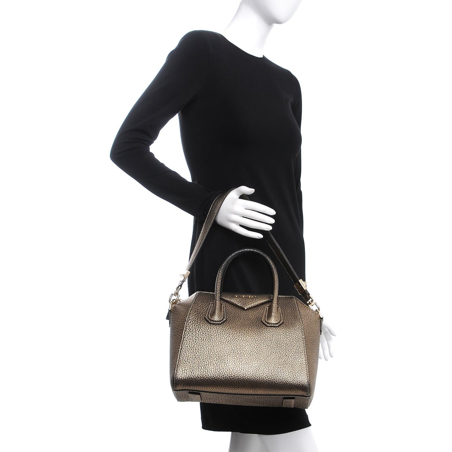 Crackled Metallic Sugar Goatskin Small Antigona Light Gold