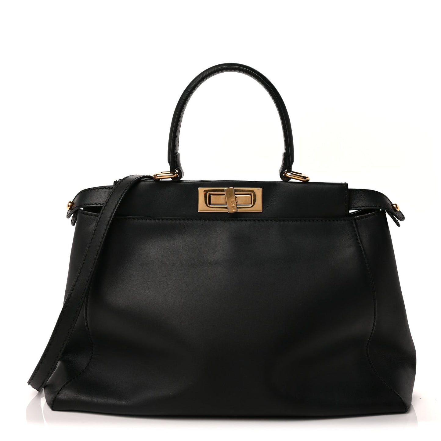 Vitello Seta Shiny Nappa Medium Peekaboo Iconic Satchel Black