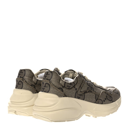 Gucci Maxi GG Supreme Monogram Gucci 100 Womens Rhyton Sneakers 37 Beige Ebony 4 of 10