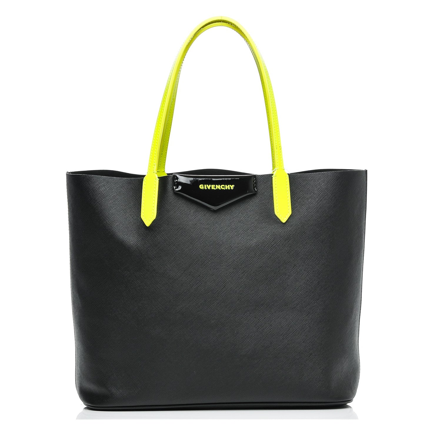Calfskin Small Antigona Tote Black Neon Yellow