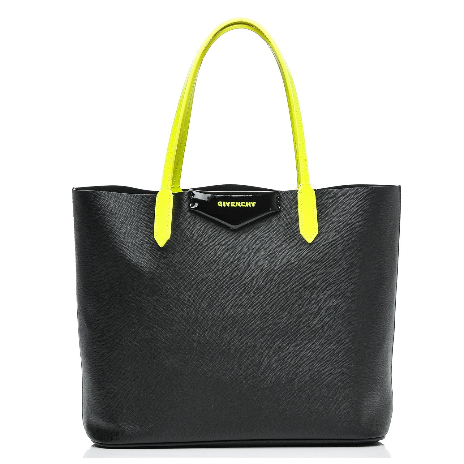 Givenchy Calfskin Small Antigona Tote Black Neon Yellow 1 of 7