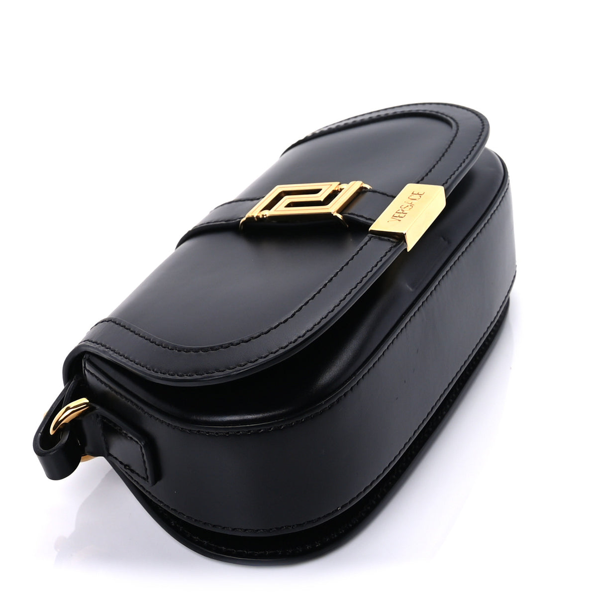 Lambskin Mini Greca Goddess Shoulder Bag Black