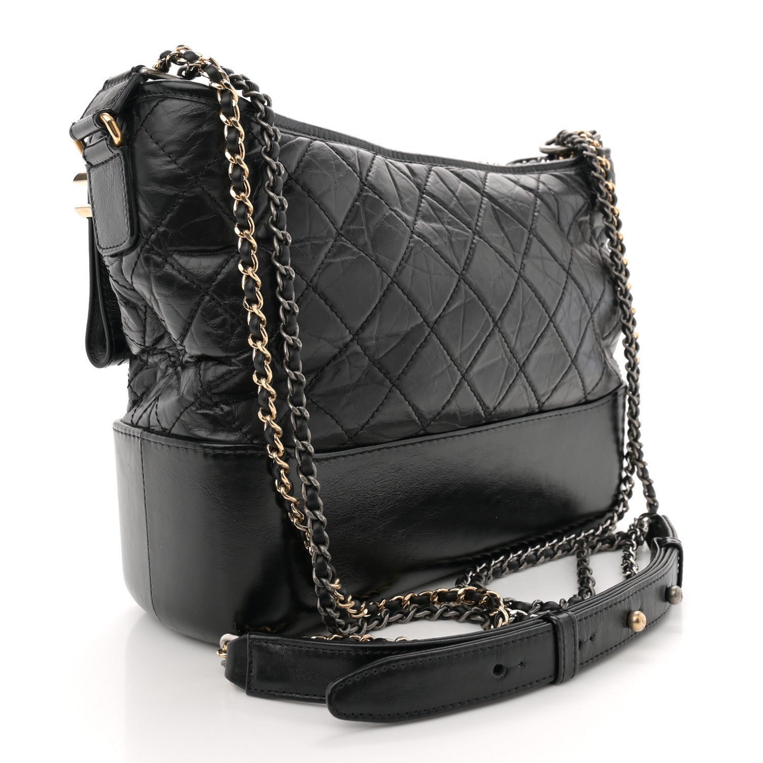 Chanel Aged Calfskin Quilted Medium Gabrielle Hobo Black 3 of 7