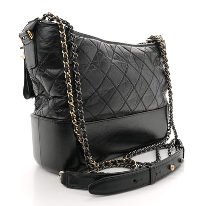 Chanel Aged Calfskin Quilted Medium Gabrielle Hobo Black 3 of 7