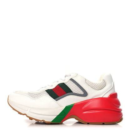 Gucci Lavaredo Eco Fabric Mesh Web Womens Rhyton Reflective Sneakers 35.5 Great White Green Red Silver 1 of 7