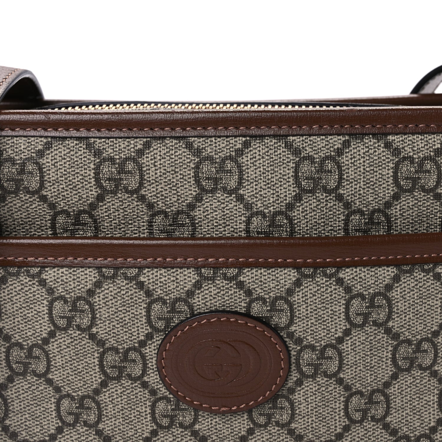 Gucci GG Supreme Monogram Azalea Calfskin Mini Retro Interlocking G Shoulder Bag  Beige Ebony Brown Sugar 7 of 9