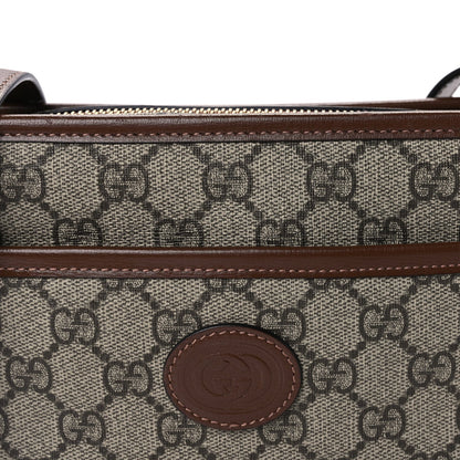 Gucci GG Supreme Monogram Azalea Calfskin Mini Retro Interlocking G Shoulder Bag  Beige Ebony Brown Sugar 7 of 9