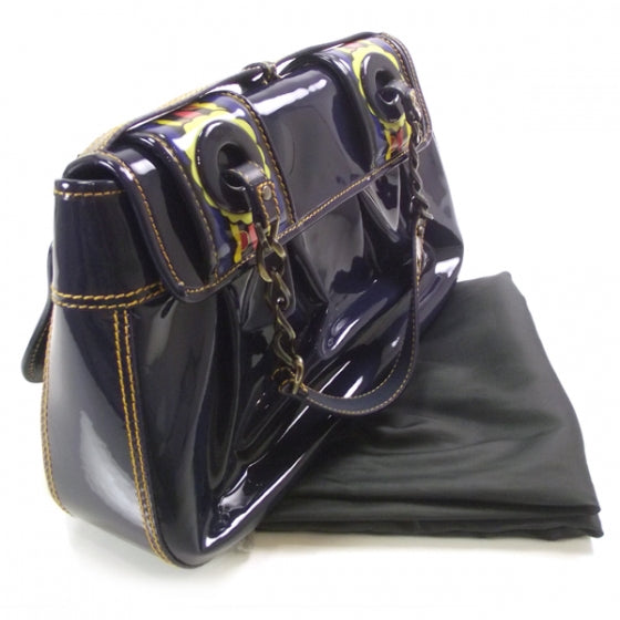 Fendi Patent Flower B Bag Blue 3 of 12