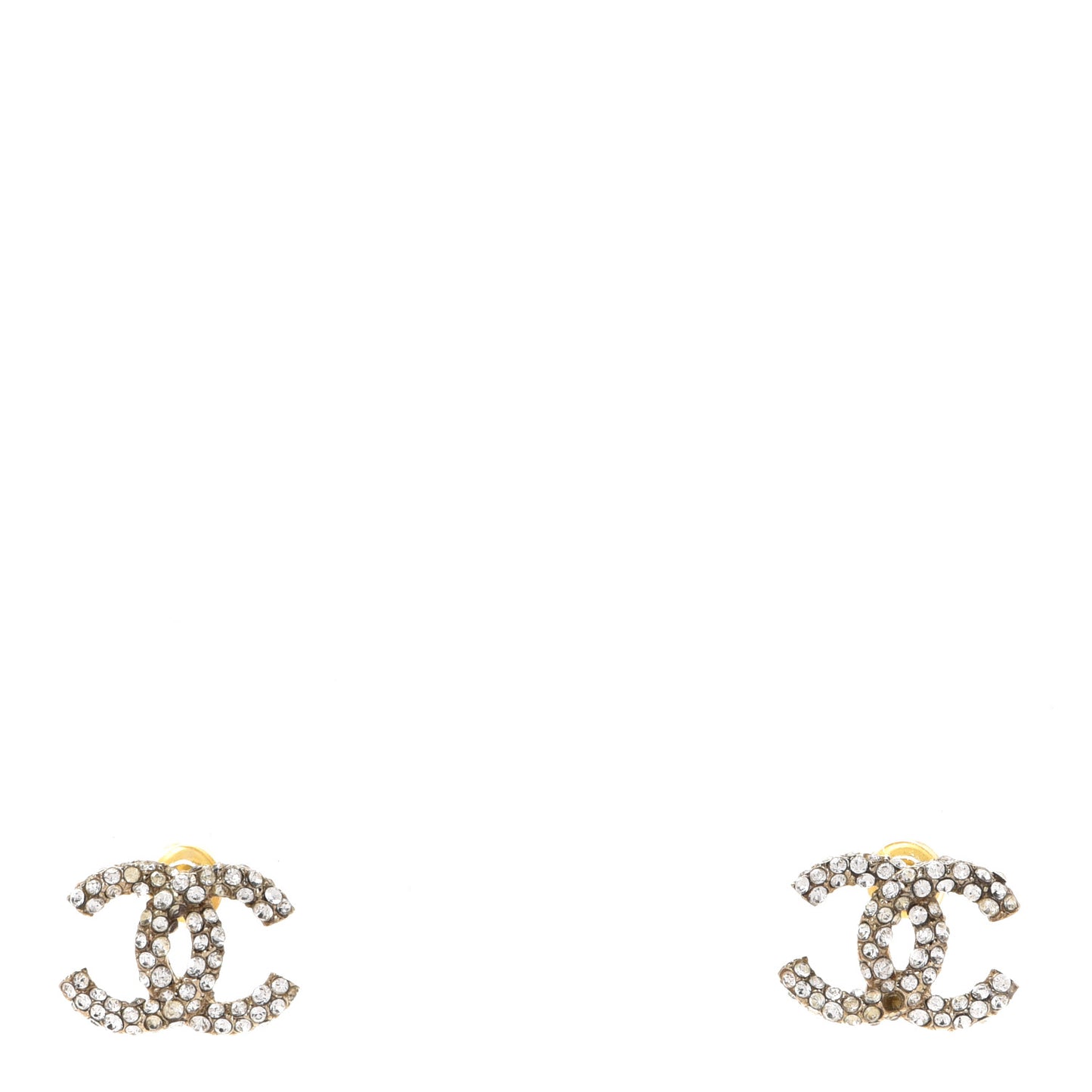 Crystal Mini CC Earrings Gold